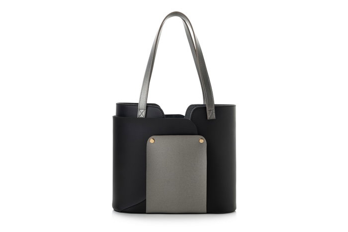 Lucky Bees Bolso Tote 1292 Piel Negro y Gris 30x12x26 cm